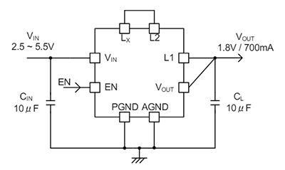 Application Circuit Diagram - Torex Semiconductor XCL243/XCL244 Step-Down Micro DC/DC Converters